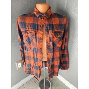 Men's Fox Racing Plaid Button Down Shirt Size Small Multicolor Checkered Pockets